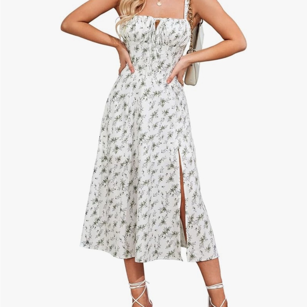 Floral White Midi Dress